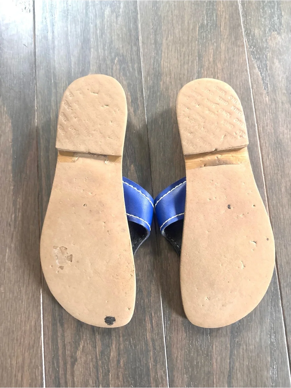 Kino Blue Leather Thong Flip Flop Sandals- Made in Key West USA- Size 8